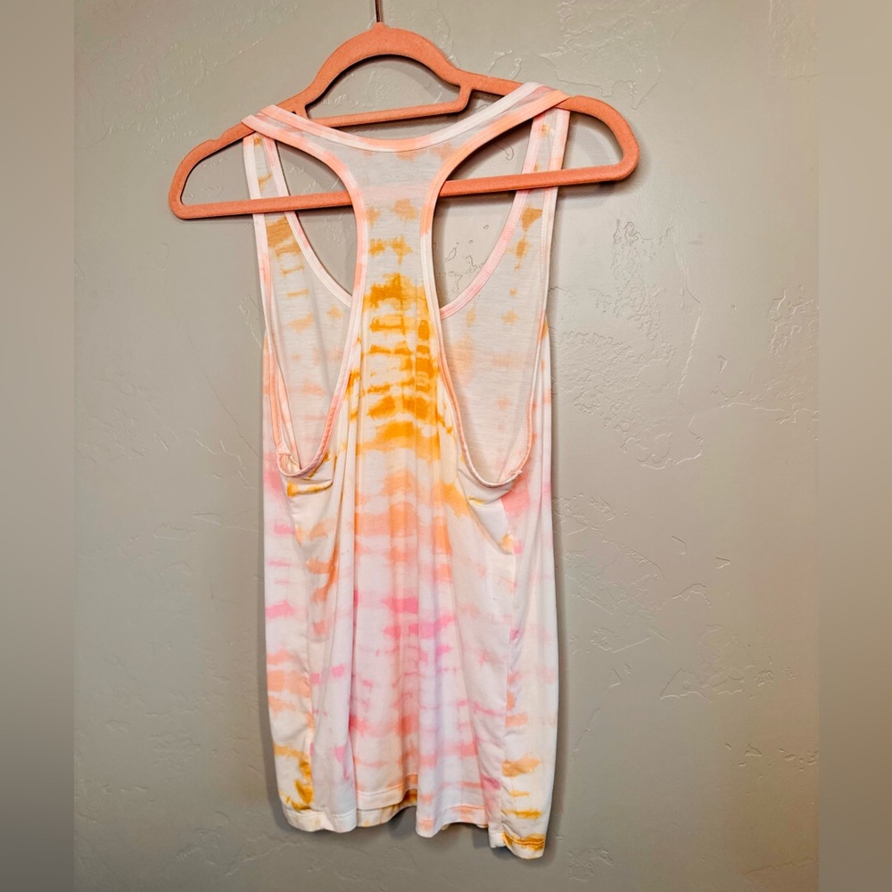 Tie Dye Tank Racer Back Light Weight Orange/Pink/White SZ LARGE - Picture 4 of 14